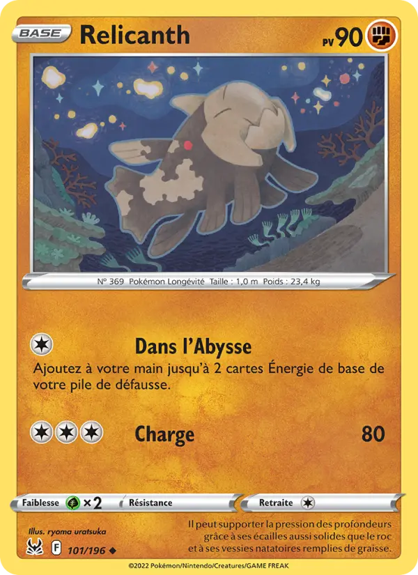 Relicanth — carte 101 de l’extension Origine Perdue