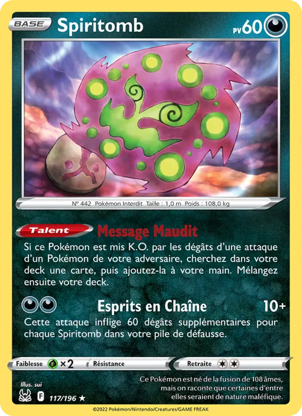 Spiritomb — carte 117 de l’extension Origine Perdue