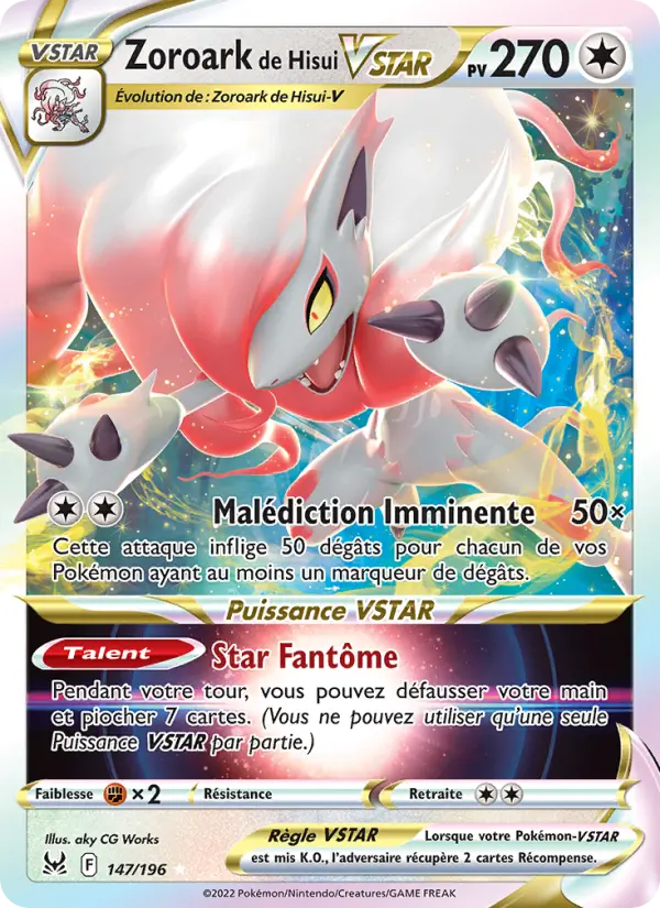 Zoroark de Hisui VSTAR — carte 147 de l’extension Origine Perdue