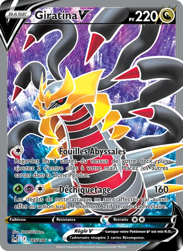 Giratina V — carte 185 de l’extension Origine Perdue