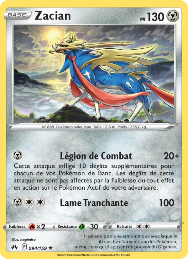 Zacian — carte 094 de l’extension Zénith Suprême