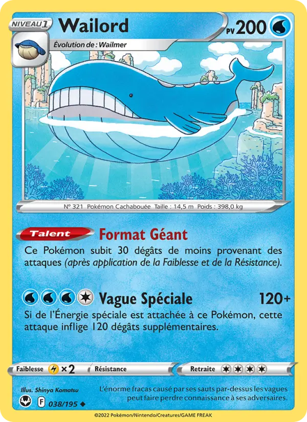 Wailord — carte 038 de l’extension Tempête Argentée