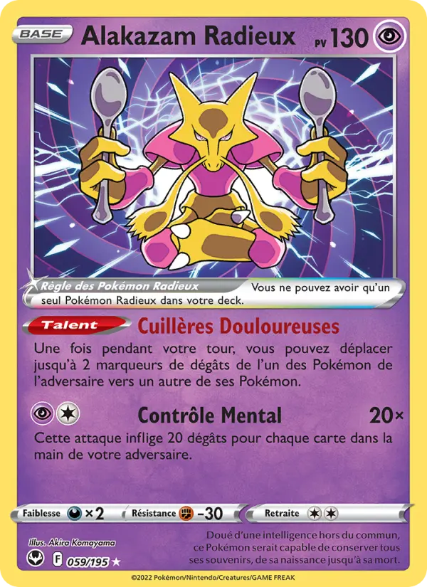 Alakazam Radieux — carte 059 de l’extension Tempête Argentée