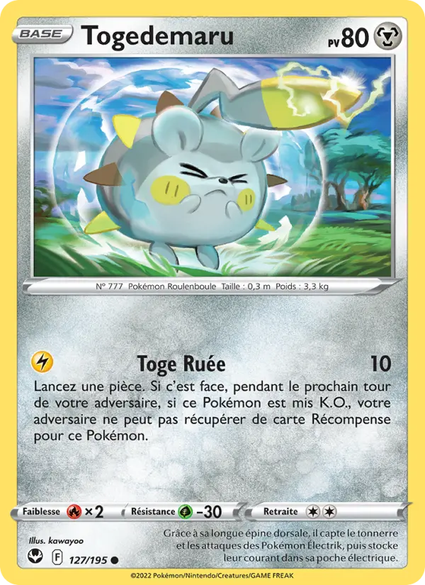 Togedemaru — carte 127 de l’extension Tempête Argentée