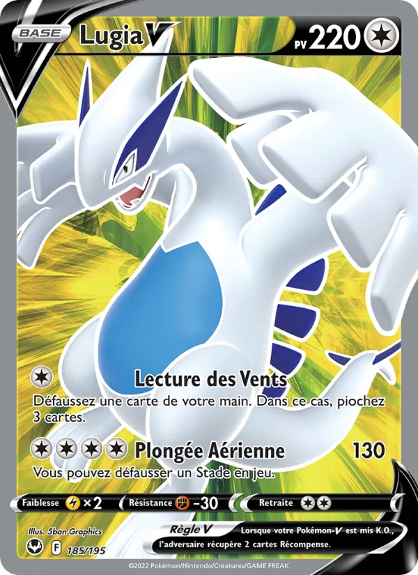 Lugia V — carte 185 de l’extension Tempête Argentée
