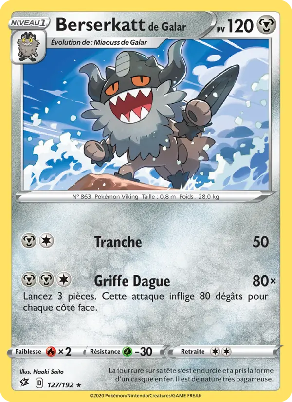 Berserkatt de Galar — carte 127 de l’extension Clash des Rebelles