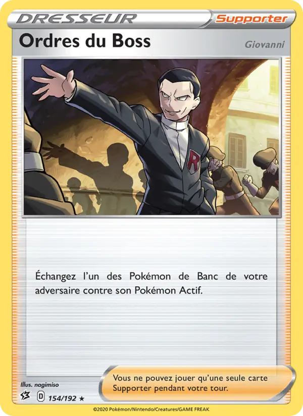 Ordres du Boss (Giovanni) — carte 154 de l’extension Clash des Rebelles