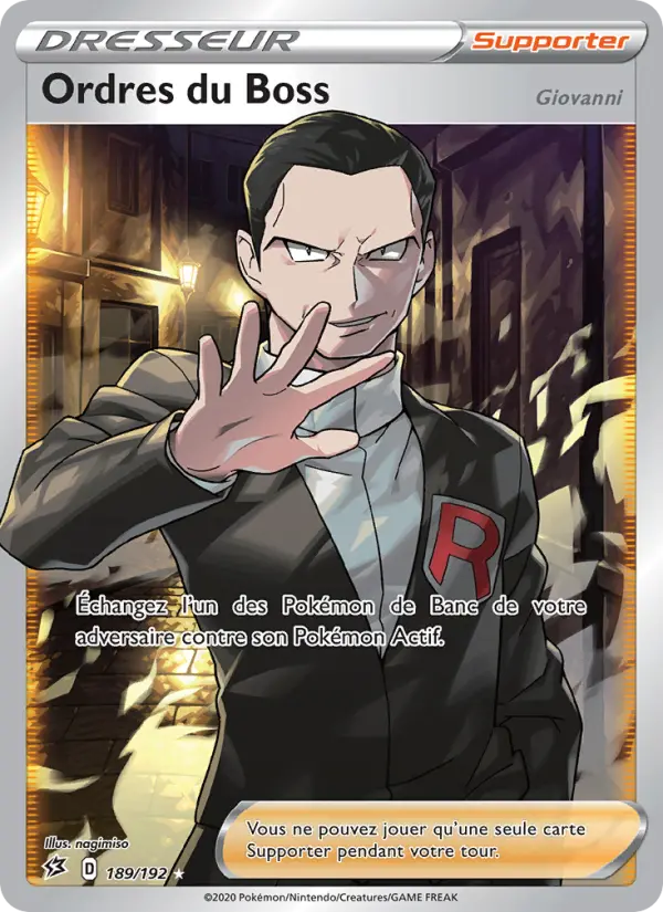 Ordres du Boss (Giovanni) — carte 189 de l’extension Clash des Rebelles