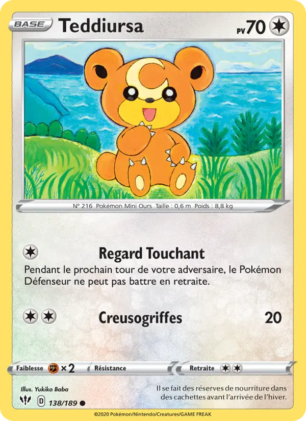 Teddiursa — carte 138 de l’extension Ténèbres Embrasées
