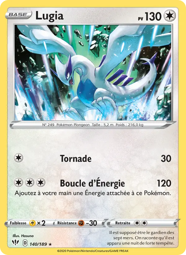 Lugia — carte 140 de l’extension Ténèbres Embrasées