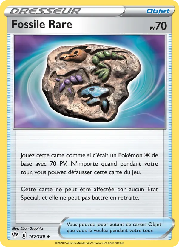 Fossile Rare — carte 167 de l’extension Ténèbres Embrasées