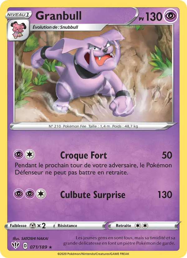 Granbull — carte 71 de l’extension Ténèbres Embrasées