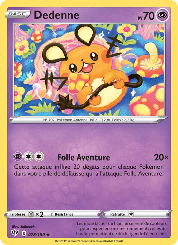 Dedenne — carte 78 de l’extension Ténèbres Embrasées