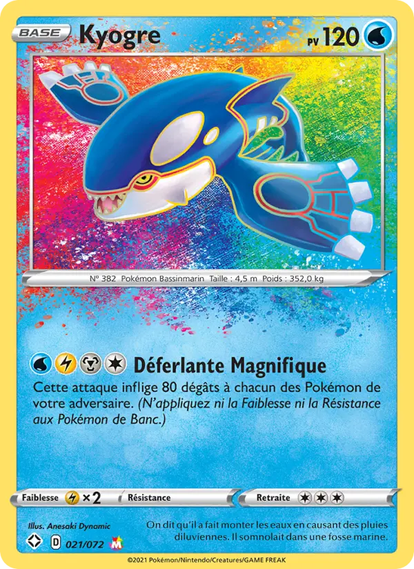 Kyogre — carte 21 de l’extension Destinées Radieuses