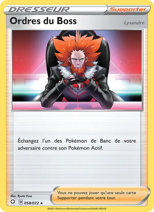 Ordres du Boss (Lysandre) — carte 58 de l’extension Destinées Radieuses