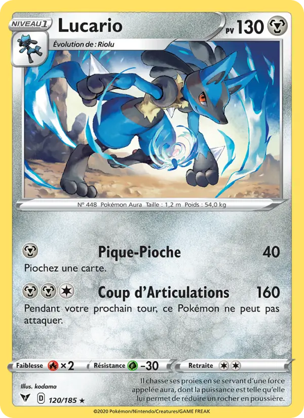 Lucario — carte 120 de l’extension Voltage Éclatant