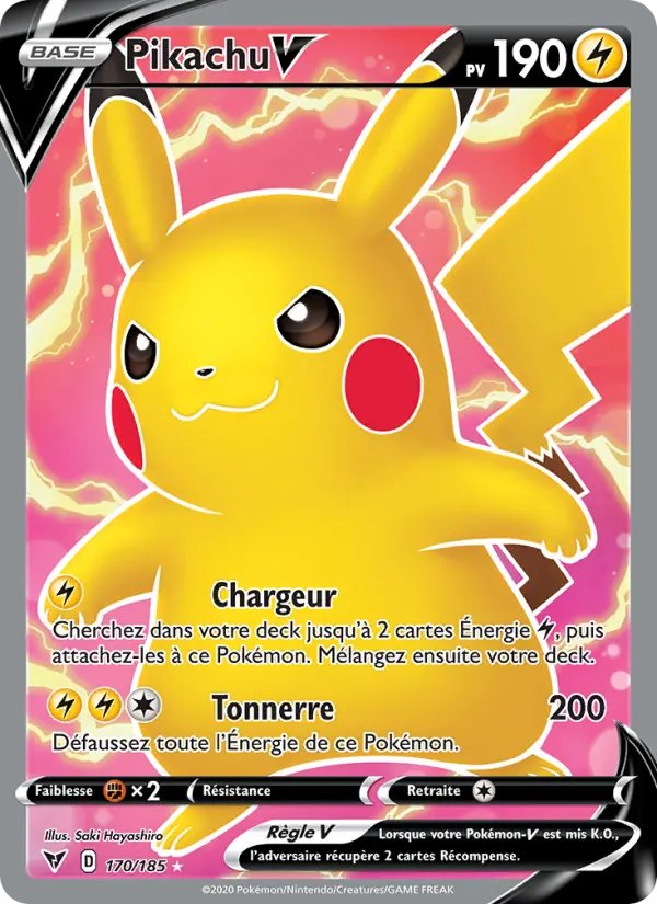 Pikachu V — carte 170 de l’extension Voltage Éclatant
