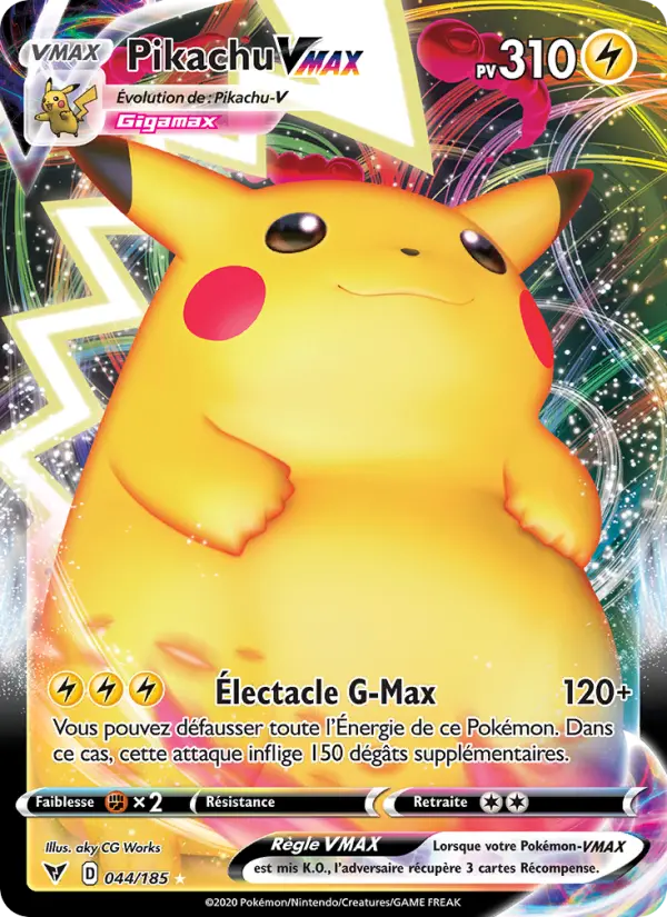 Pikachu VMAX — carte 44 de l’extension Voltage Éclatant