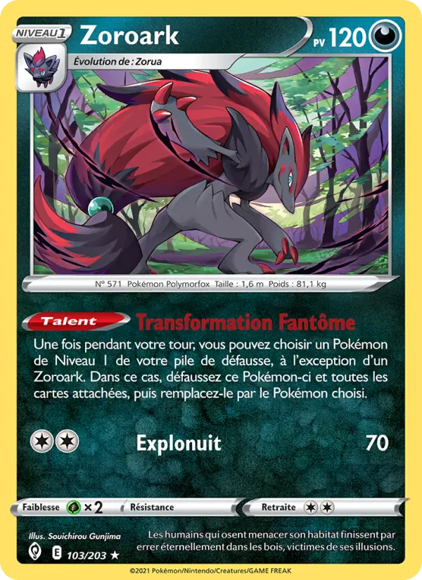 Zoroark — carte 103 de l’extension Évolution Céleste