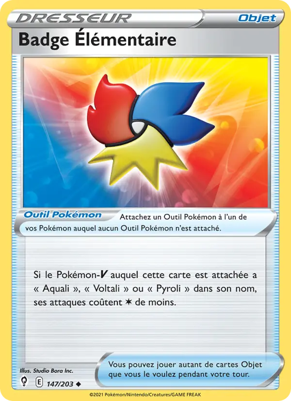 Badge Élémentaire — carte 147 de l’extension Évolution Céleste