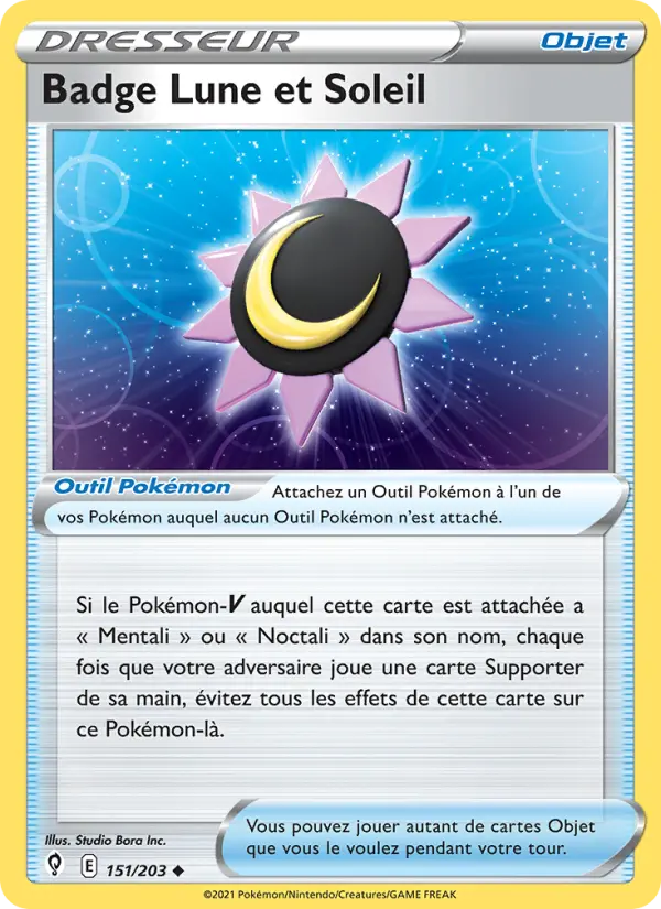 Badge Lune et Soleil — carte 151 de l’extension Évolution Céleste