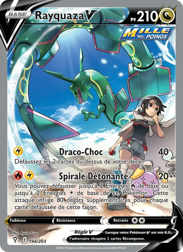 Rayquaza V — carte 194 de l’extension Évolution Céleste