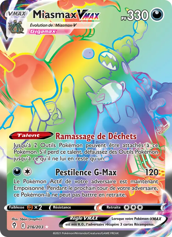 Miasmax VMAX — carte 216 de l’extension Évolution Céleste