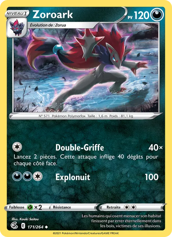 Zoroark — carte 171 de l’extension Poing de Fusion