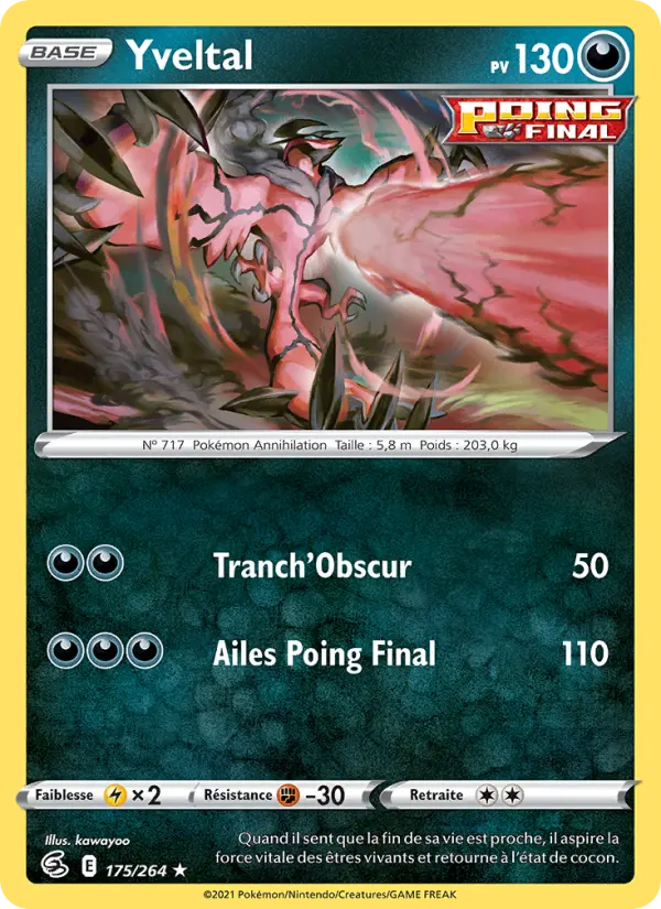 Yveltal — carte 175 de l’extension Poing de Fusion
