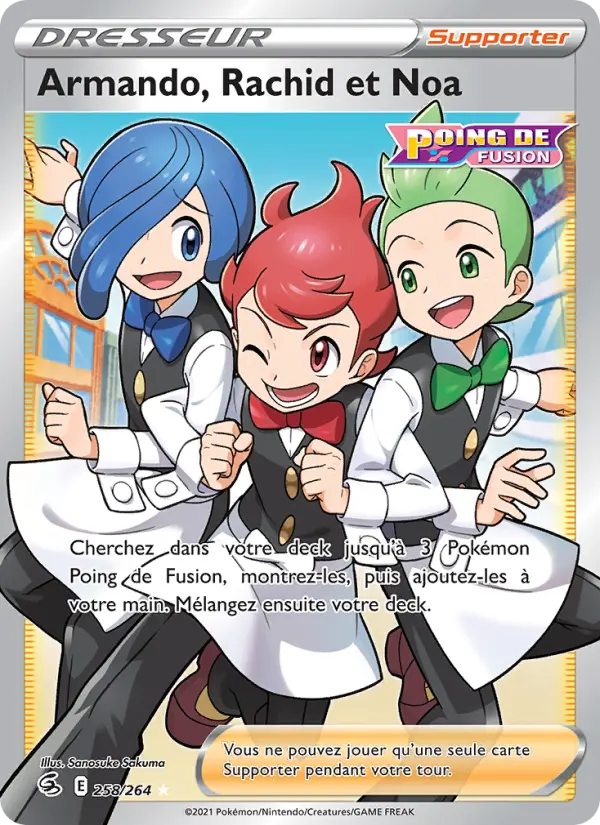 Armando, Rachid et Noa — carte 258 de l’extension Poing de Fusion