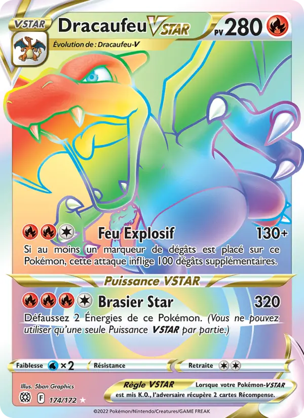 Dracaufeu VSTAR — carte 174 de l’extension Stars Étincelantes