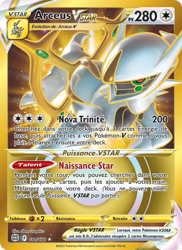 Arceus VSTAR — carte 184 de l’extension Stars Étincelantes