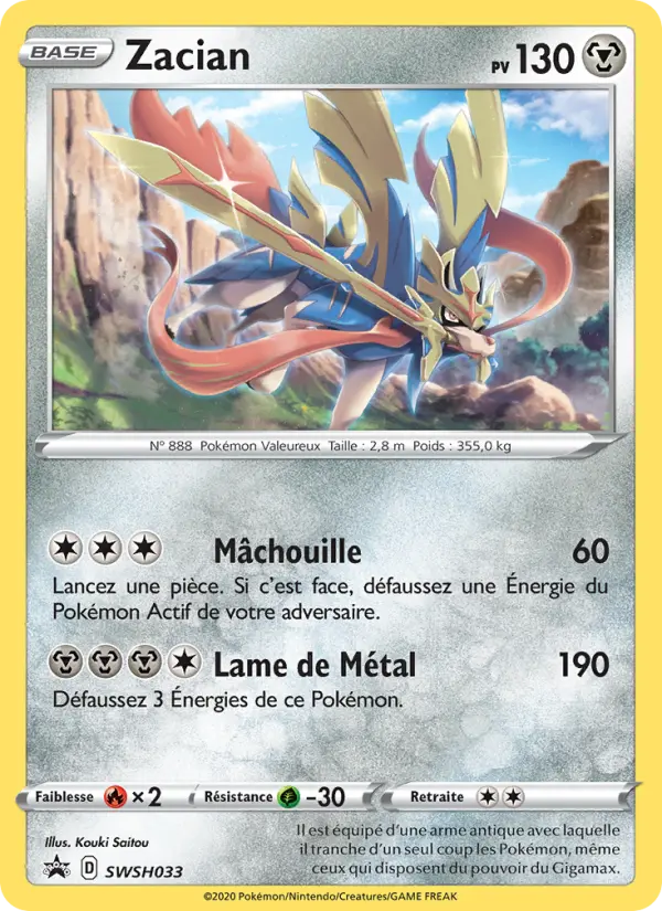 Zacian — carte SWSH033 de l’extension Promo SWSH