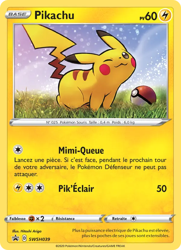 Pikachu — carte SWSH039 de l’extension Promo SWSH