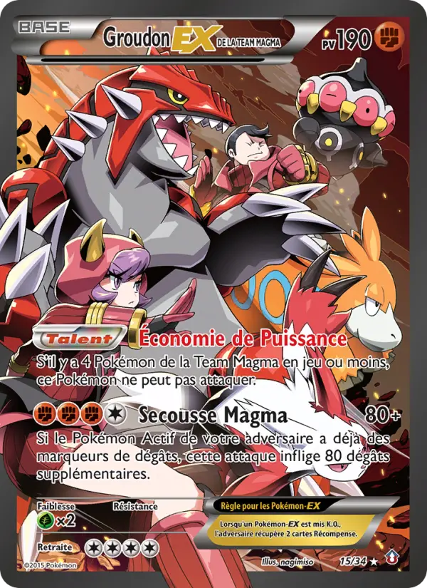 Groudon-EX de la Team Magma — carte 15 de l’extension Double Danger