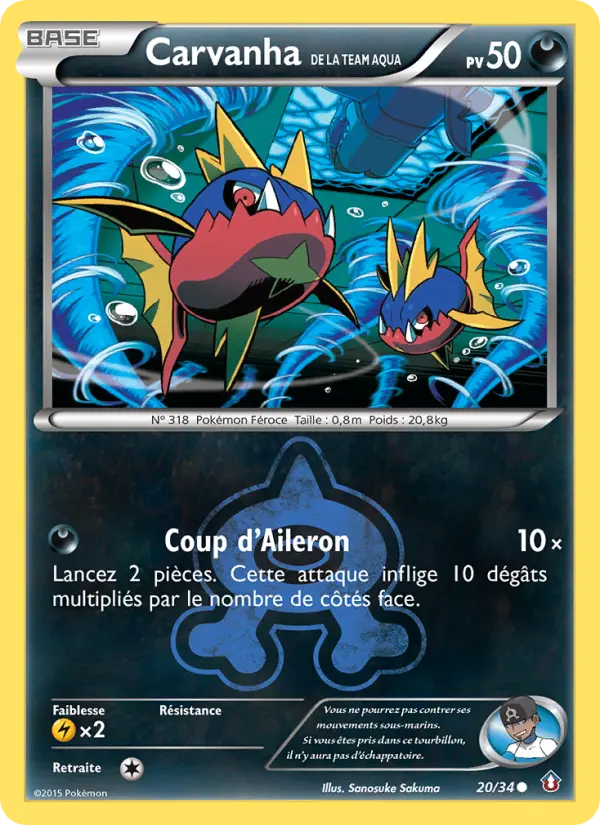 Carvanha de la Team Aqua — carte 20 de l’extension Double Danger