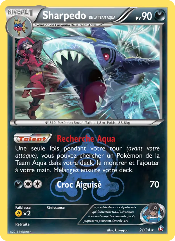 Sharpedo de la Team Aqua — carte 21 de l’extension Double Danger