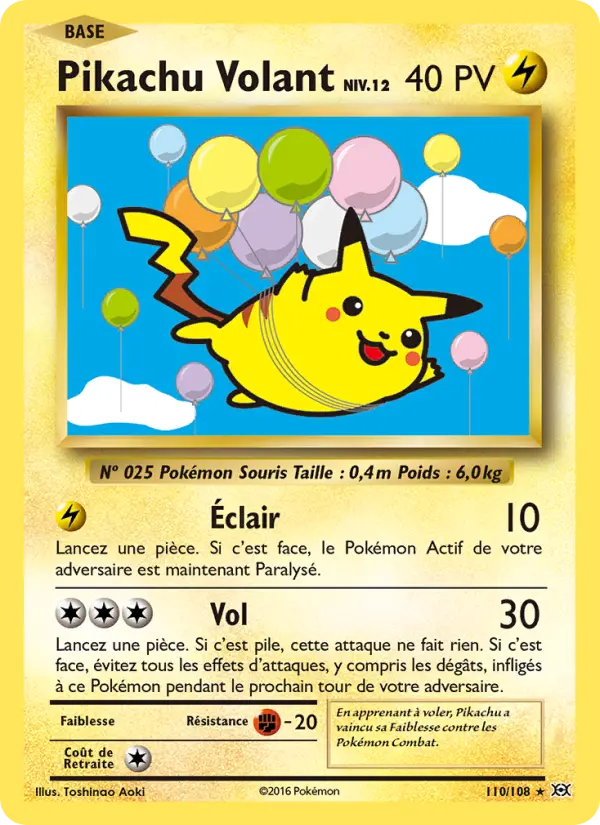 Pikachu Volant — carte 110 de l’extension Évolutions