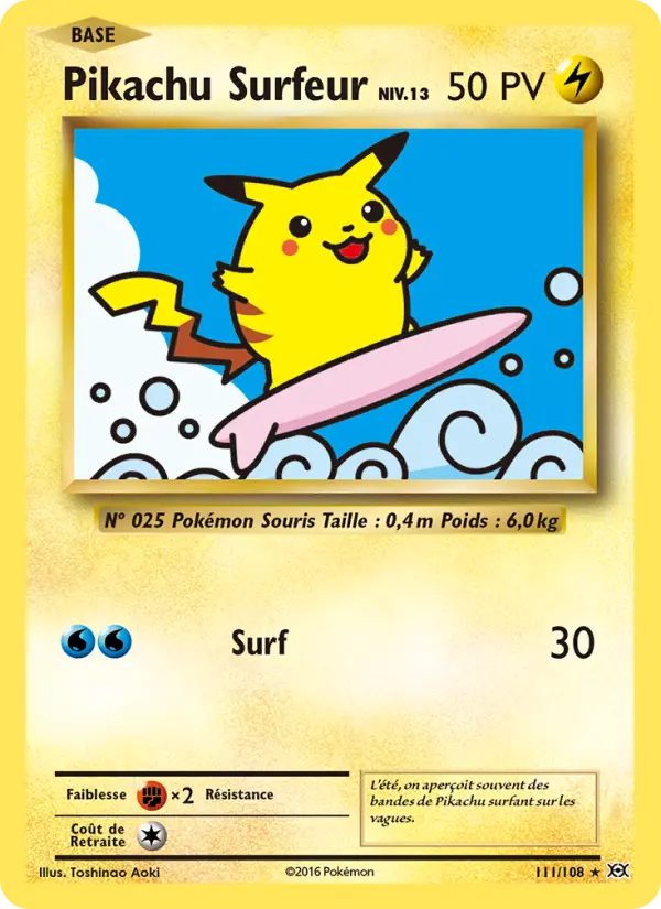 Pikachu Surfeur — carte 111 de l’extension Évolutions