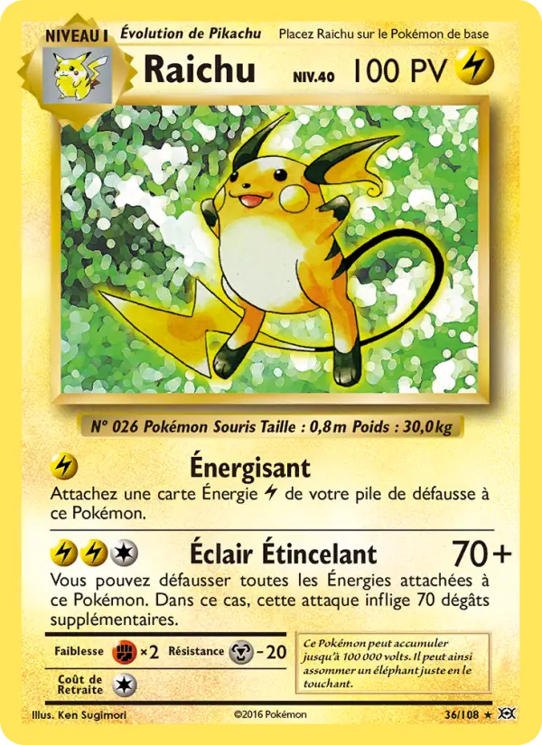 Raichu — carte 36 de l’extension Évolutions