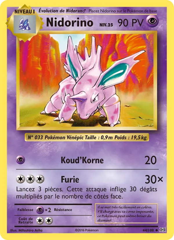 Nidorino — carte 44 de l’extension Évolutions