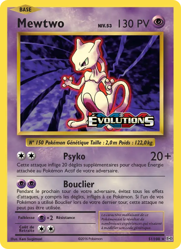 Mewtwo — carte 51 de l’extension Évolutions