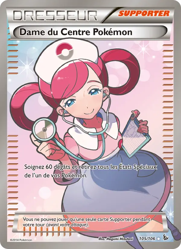 Dame du Centre Pokémon — carte 105 de l’extension Étincelles