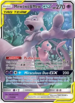 Mewtwo et Mew GX — carte 71 de l’extension Harmonie des Esprits