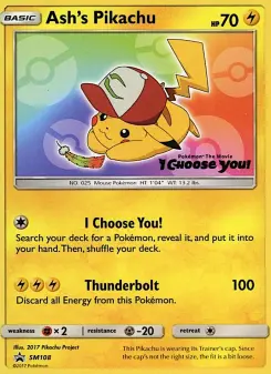Pikachu de Sacha — carte SM108 de l’extension Promo SM