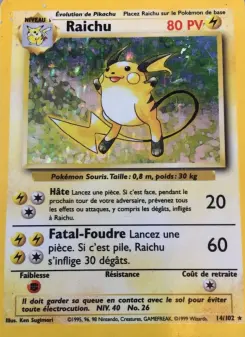 Raichu — carte 14 de l’extension Set de Base