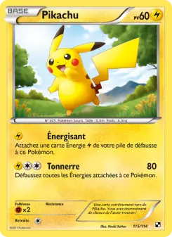 Pikachu — carte 115 de l’extension Noir & Blanc