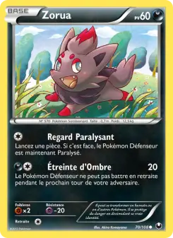 Zorua — carte 70 de l’extension Explorateurs Obscurs