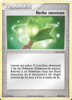 Herbe sauveuse — carte 90 de l’extension EX Légendes Oubliées