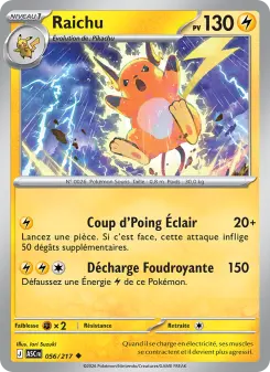 Raichu — carte 056 de l’extension Héros Transcendants